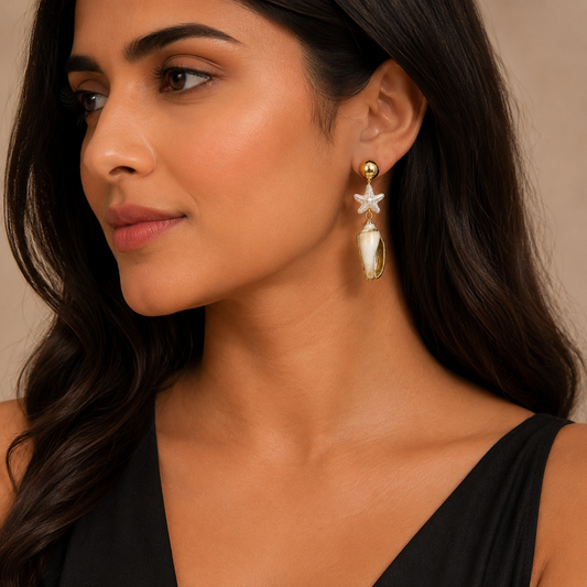 Sea Shell Starfish Drop Earrings