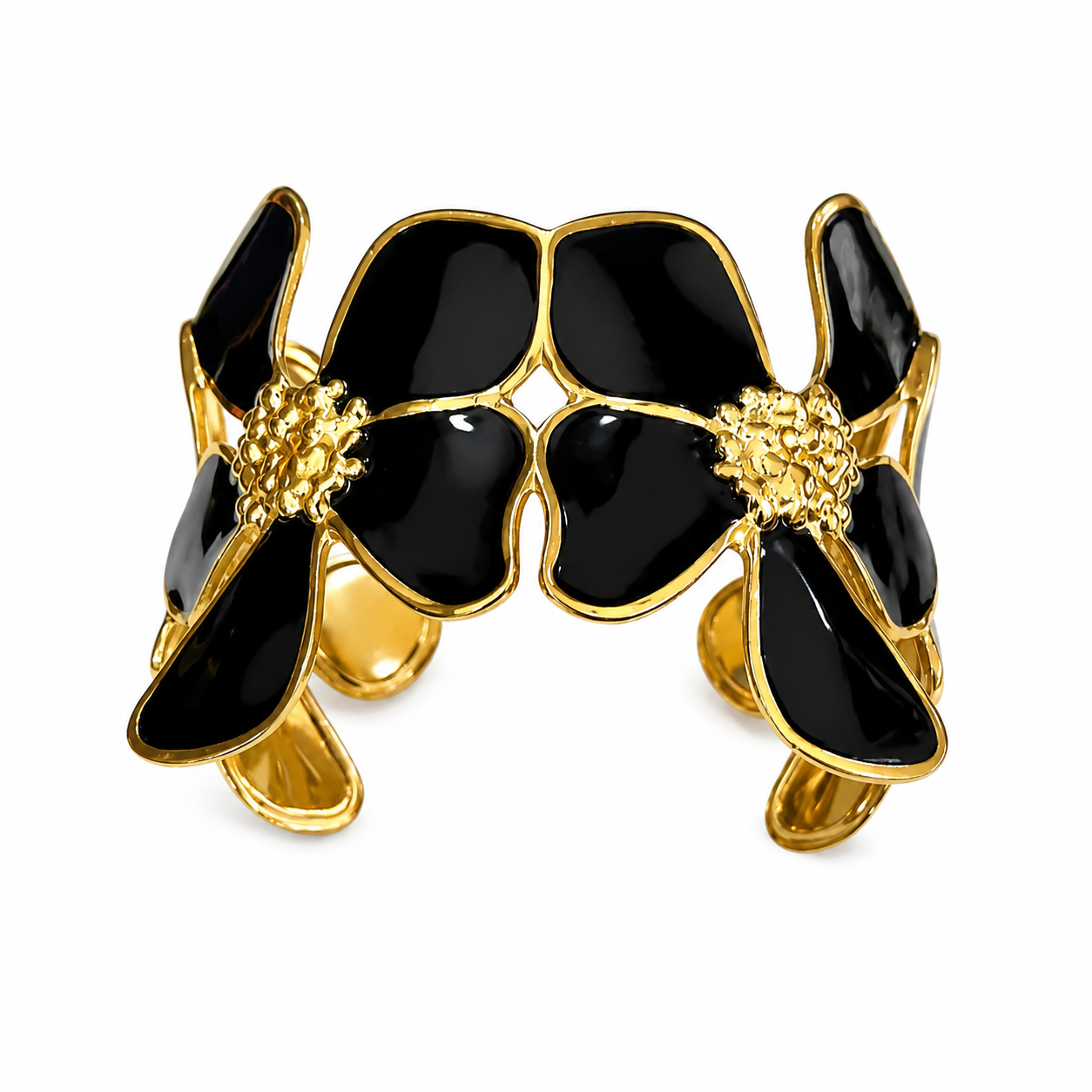 Midnight Bloom Floral Cuff Bracelet