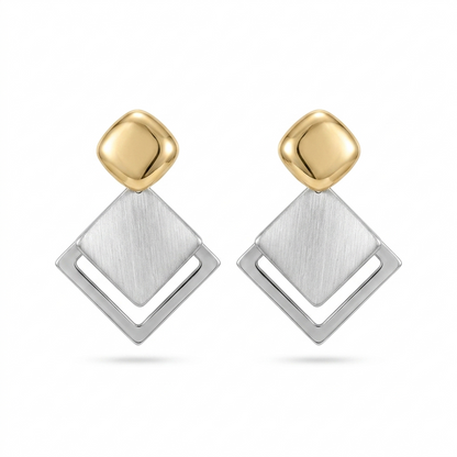 Two- tone Geometric square drop Earrings