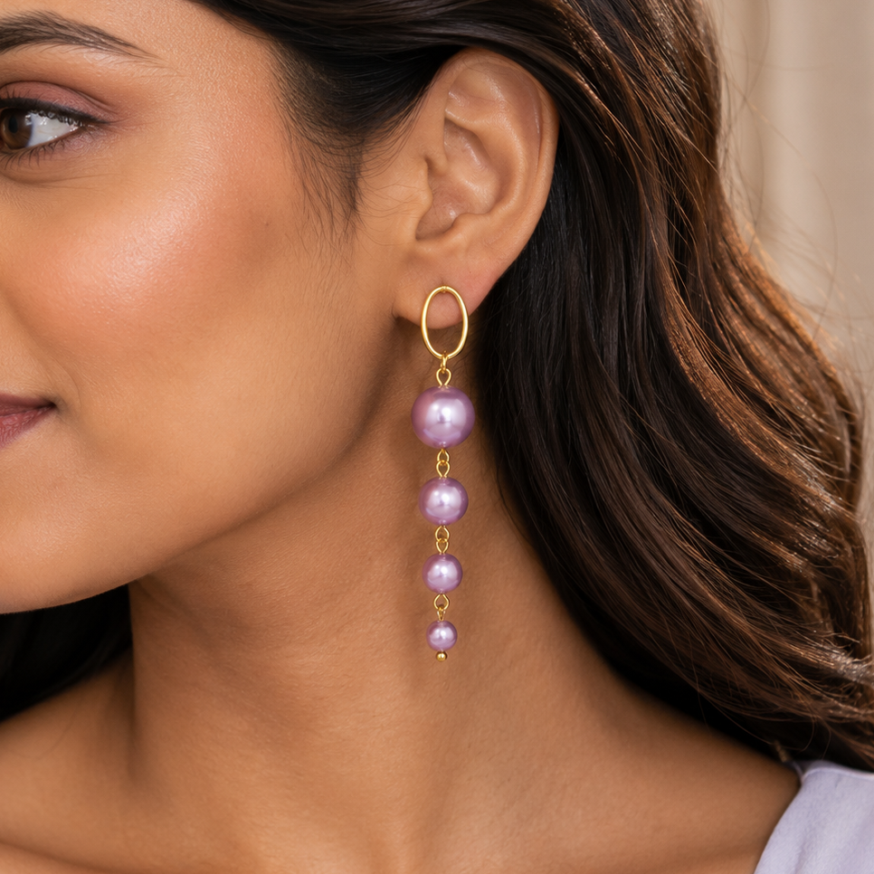 Lavender Glow Pearl Earrings