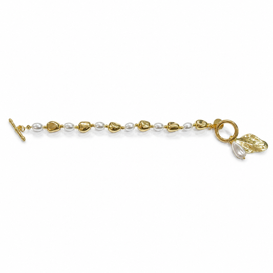 Golden Pearl Charm Bracelet