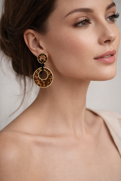 Leopard Luxe Double-Hoop Earrings