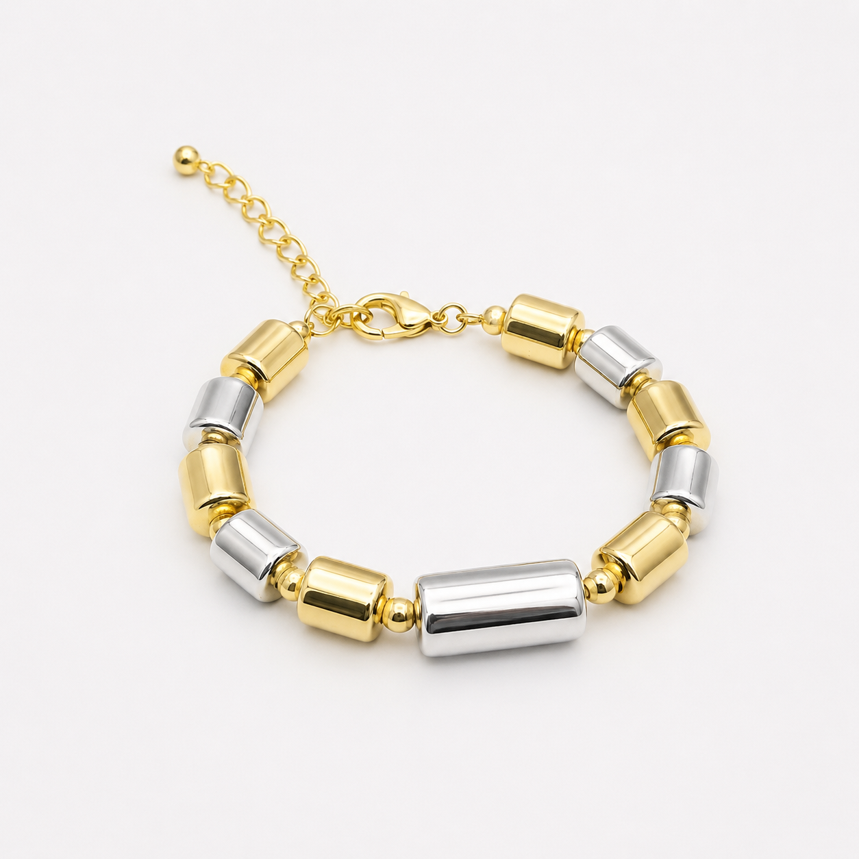 Two- Tone Barrel Bead Bracelet