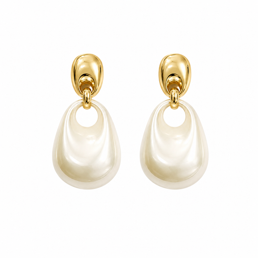 Pearl Drop Gold-Tone Earrings