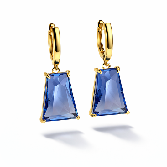 Trapeze Drop Earrings with Gold Finish