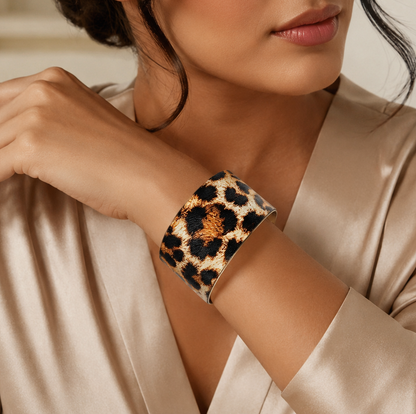 Leopard Print Wide Cuff Bracelet