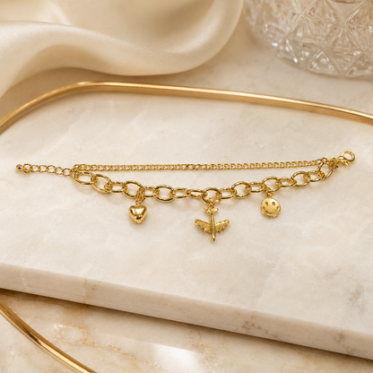 Gold-Tone Charm Link Bracelet