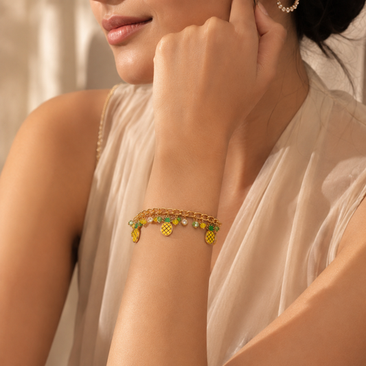 Tropical Pineapple Charms Bracelet
