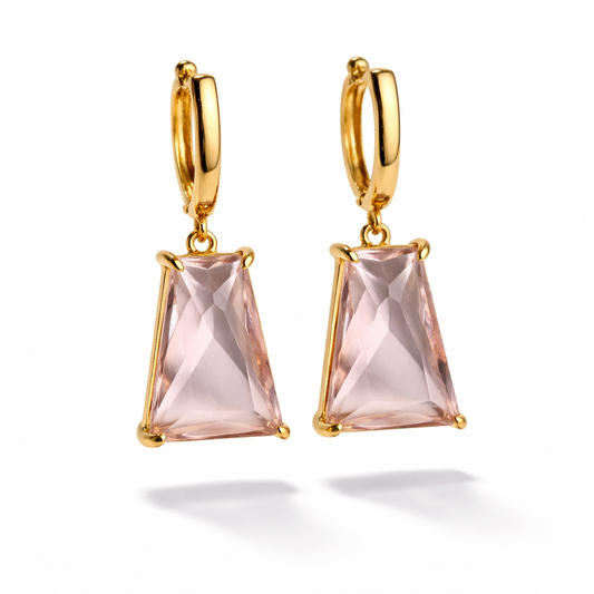Trapeze Drop Earrings with Gold Finish